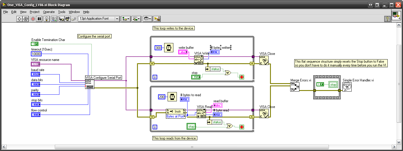 labview serial read and write
